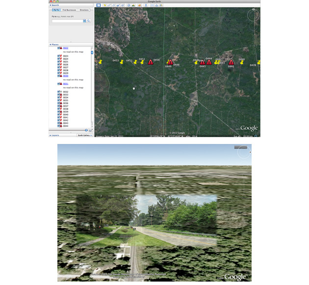proposed google earth map of intersections along route 30 and mock up of GE landscape vs what is really there